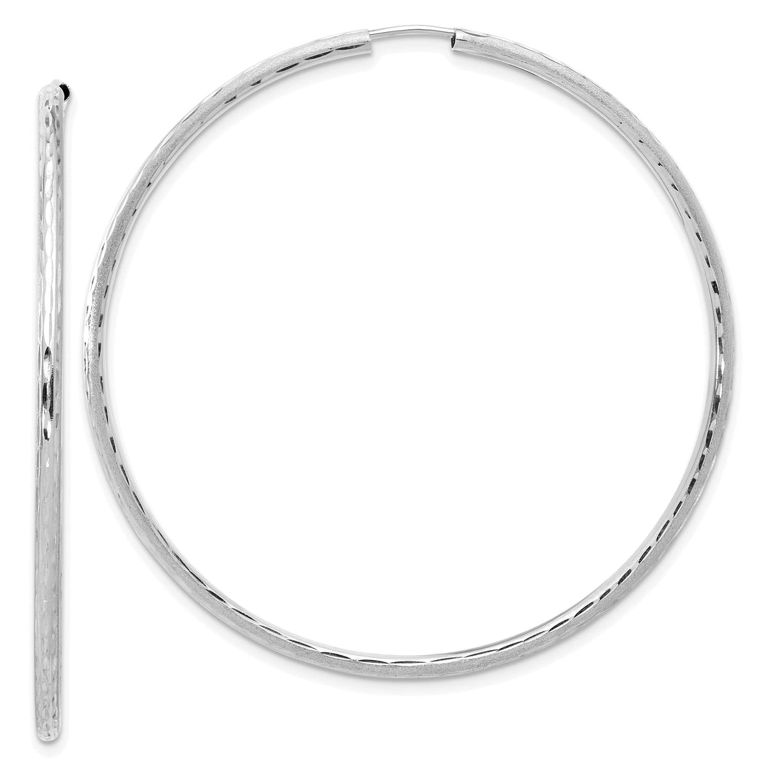 Lovely Rita's Earrings 14K White Gold Satin 2.00x55mm Endless Hoop Earrings