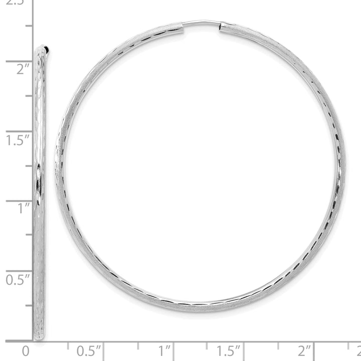 Lovely Rita's Earrings 14K White Gold Satin 2.00x55mm Endless Hoop Earrings