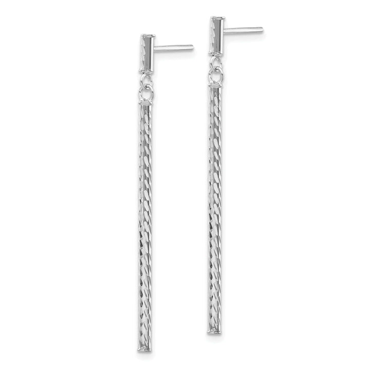 Lovely Rita's Earrings 14K White Gold Shimmering Polished 2 mm Diamond-Cut Bar Post Earrings
