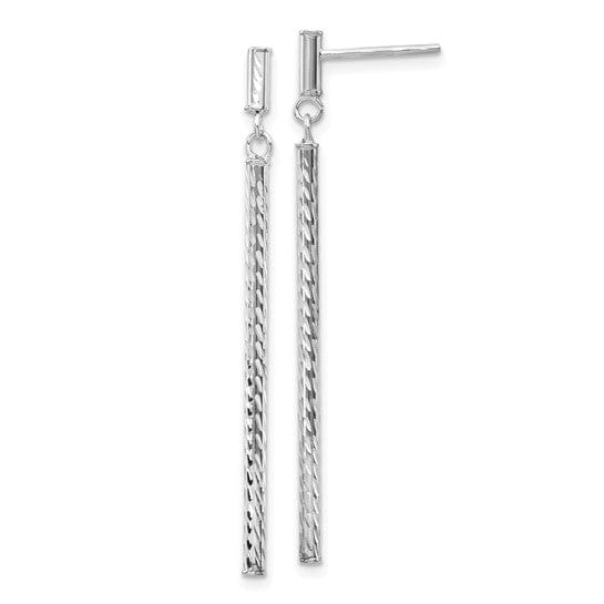 Lovely Rita's Earrings 14K White Gold Shimmering Polished 2 mm Diamond-Cut Bar Post Earrings