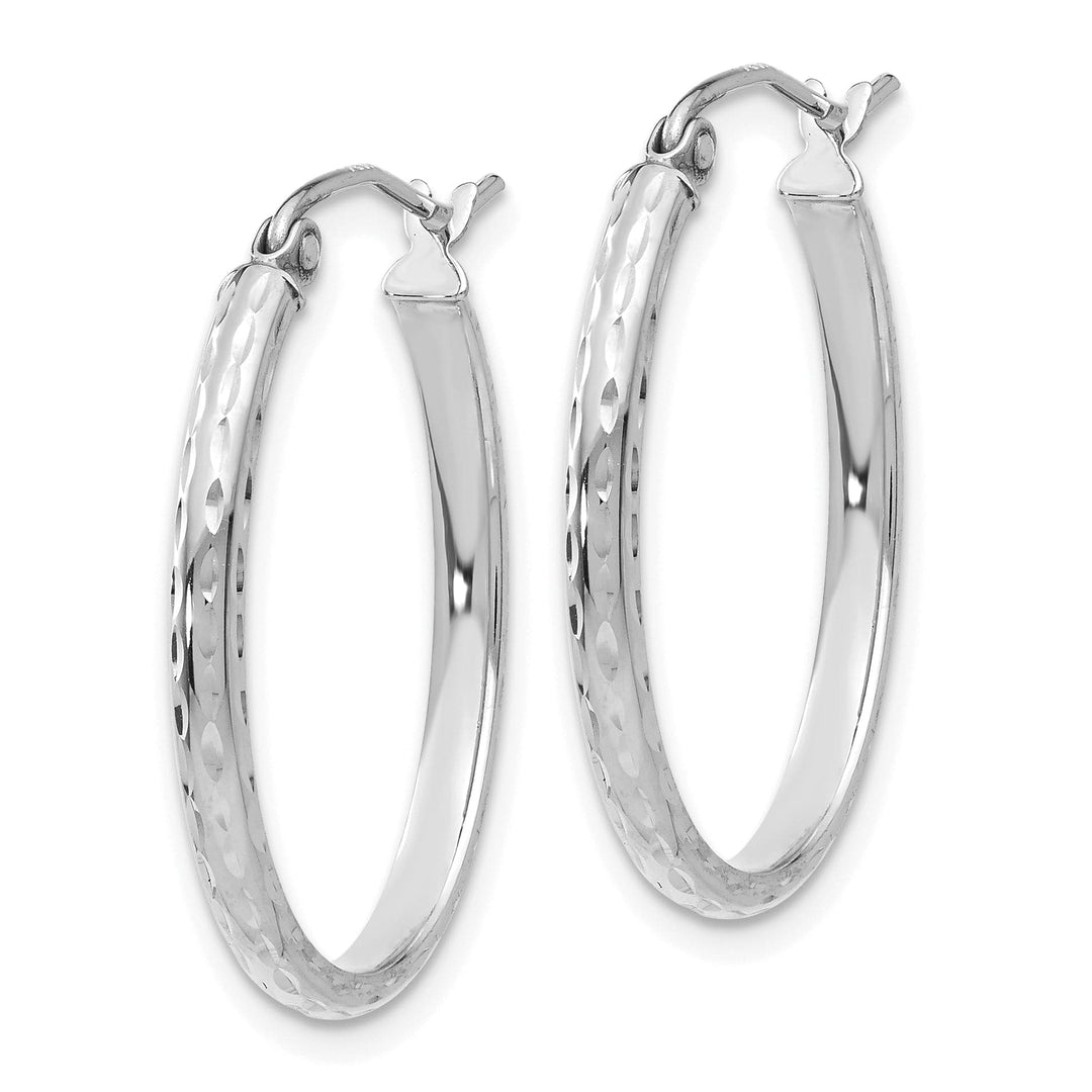 Lovely Rita's Earrings 14K White Gold Shimmering Polished 20 mm Oval Tube Hoop Earrings