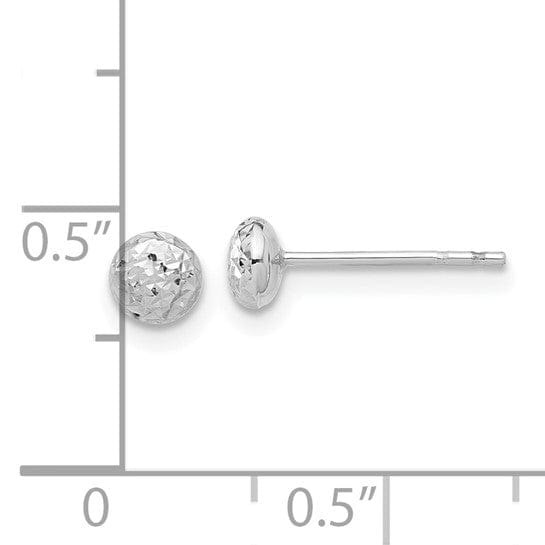 Lovely Rita's Earrings 14K White Gold Shiny Diamond-Cut 4.5mm Button Post Earrings