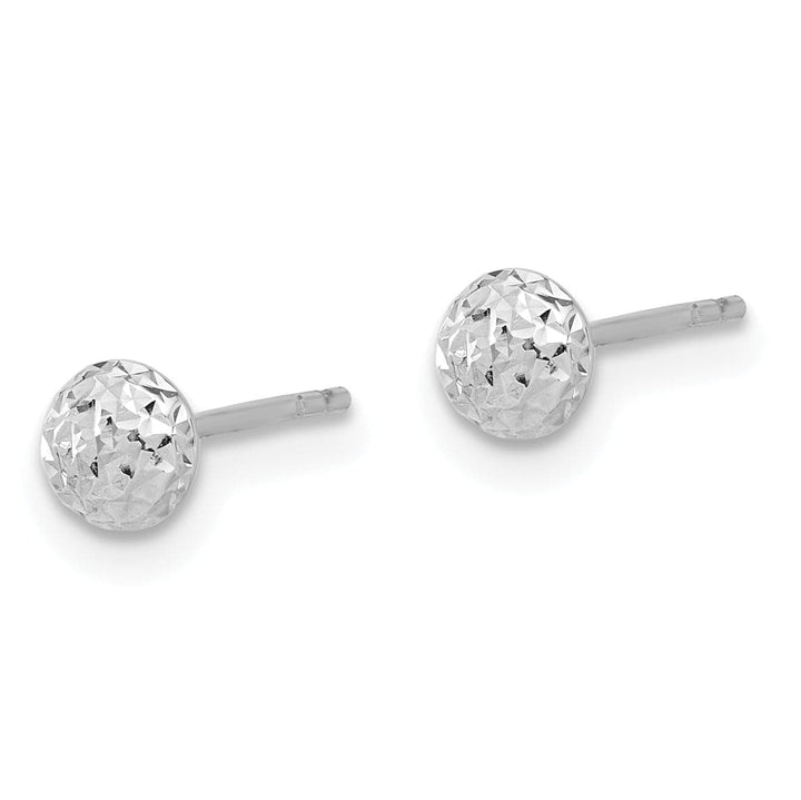 Lovely Rita's Earrings 14K White Gold Shiny Diamond-Cut 4.5mm Button Post Earrings
