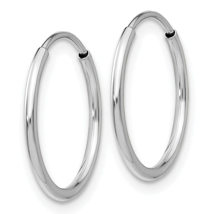 Lovely Rita's Earrings 14K White Gold Sleek Polished 1.2mm x 16mm Endless Hoop Earrings