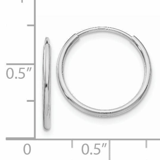 Lovely Rita's Earrings 14K White Gold Sleek Polished 1.2mm x 16mm Endless Hoop Earrings