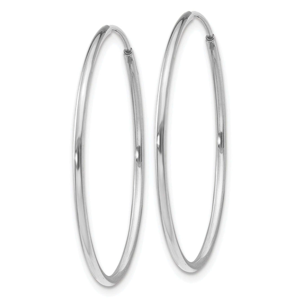 Lovely Rita's Earrings 14K White Gold Sleek Polished 1.2mm x 30mm Endless Hoop Earrings