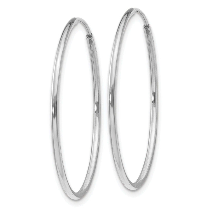 Lovely Rita's Earrings 14K White Gold Sleek Polished 1.2mm x 30mm Endless Hoop Earrings