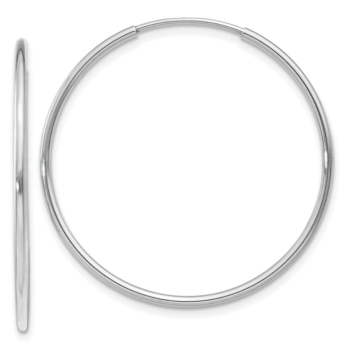 Lovely Rita's Earrings 14K White Gold Sleek Polished 1.2mm x 30mm Endless Hoop Earrings