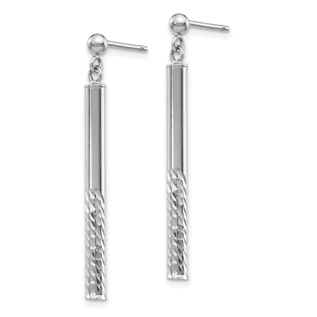 Lovely Rita's Earrings 14K White Gold Sleek Polished 3 mm Diamond-Cut Bar Post Earrings