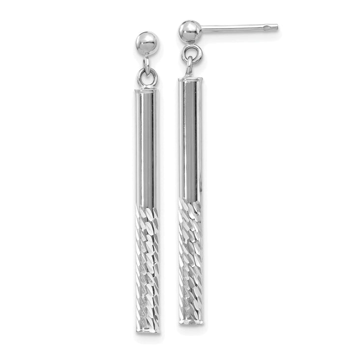 Lovely Rita's Earrings 14K White Gold Sleek Polished 3 mm Diamond-Cut Bar Post Earrings