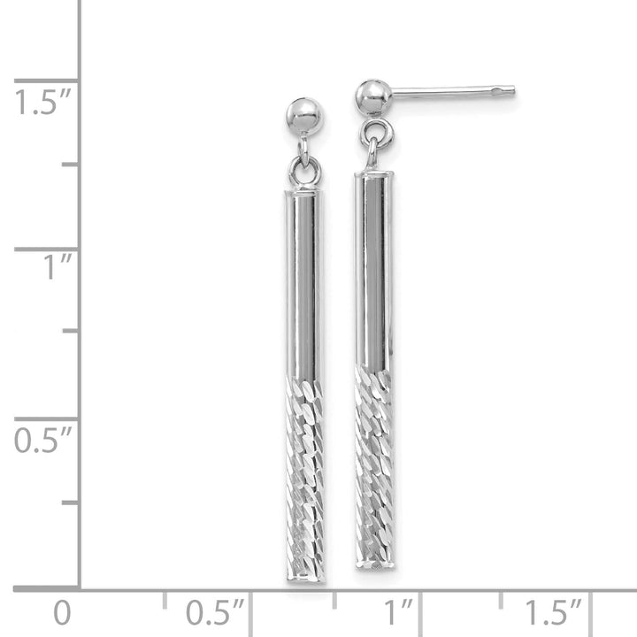 Lovely Rita's Earrings 14K White Gold Sleek Polished 3 mm Diamond-Cut Bar Post Earrings