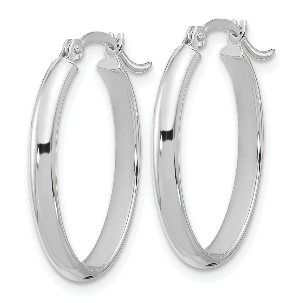 Lovely Rita's Earrings 14K White Gold Sleek Polished 3 mm Oval Tube Hoop Earrings