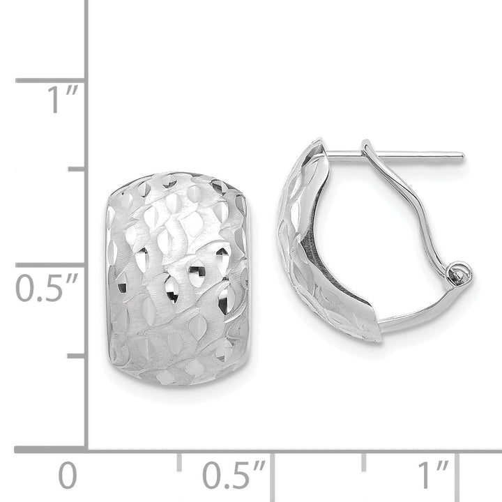 Lovely Rita's Earrings 14K White Gold Sleek Textured 9.95mm Omega Back Post Earrings