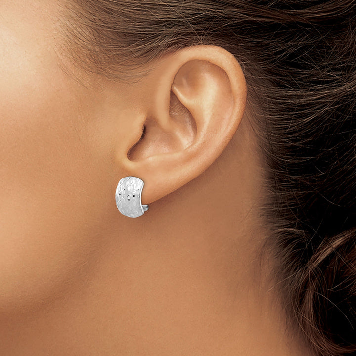 Lovely Rita's Earrings 14K White Gold Sleek Textured 9.95mm Omega Back Post Earrings