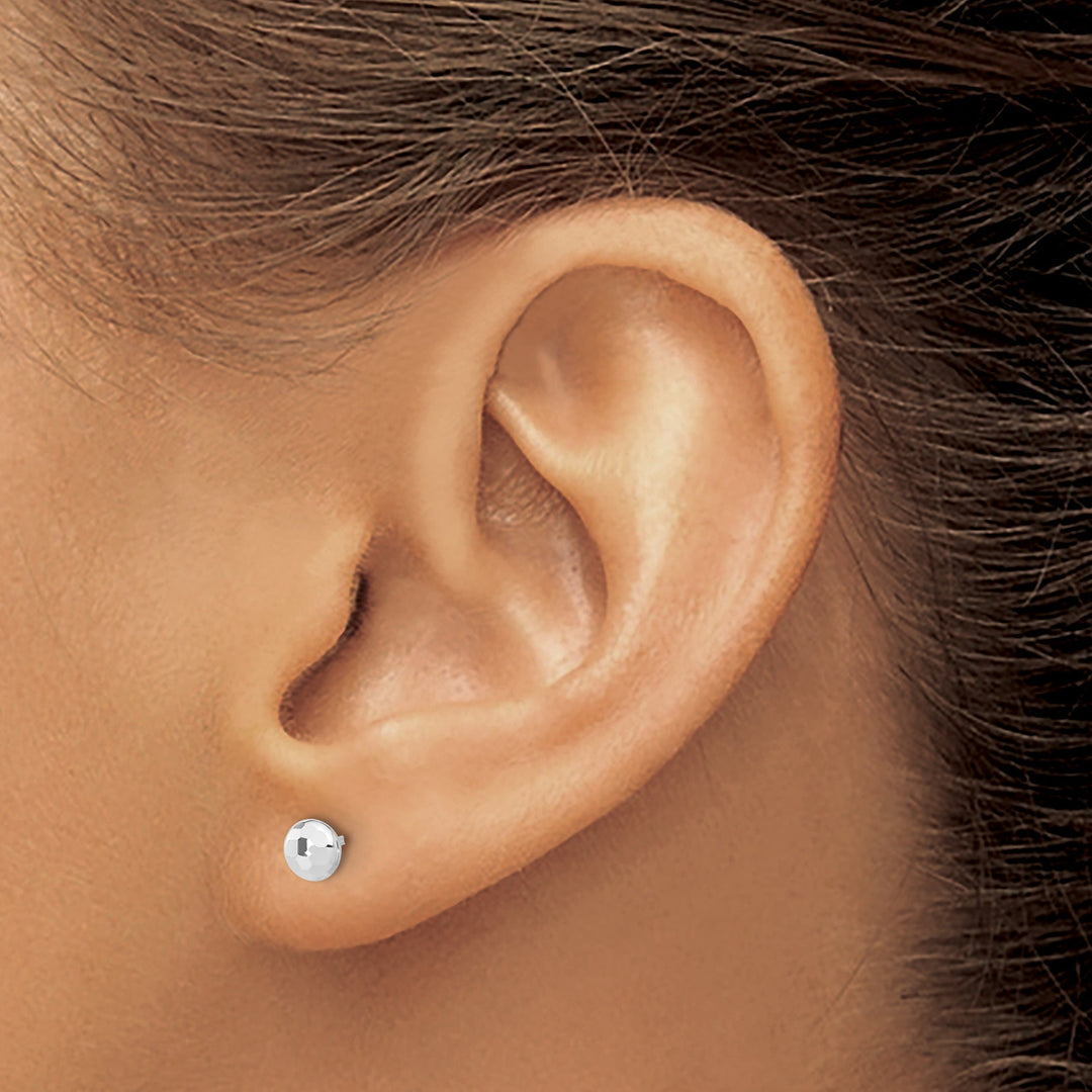 Lovely Rita's Earrings 14K White Gold Sparkling Diamond-Cut 4.4mm Button Post Earrings