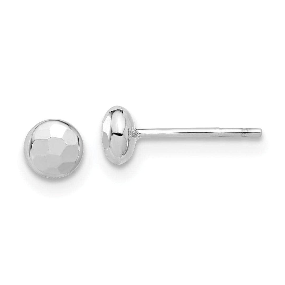Lovely Rita's Earrings 14K White Gold Sparkling Diamond-Cut 4.4mm Button Post Earrings