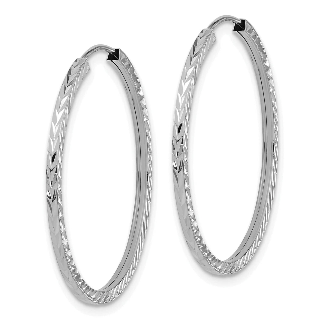 Lovely Rita's Earrings 14K White Gold Square-Tube 1.35x30mm Endless Hoop Earrings