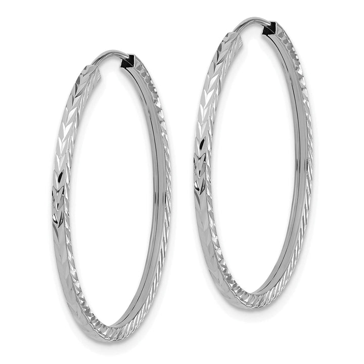 Lovely Rita's Earrings 14K White Gold Square-Tube 1.35x30mm Endless Hoop Earrings