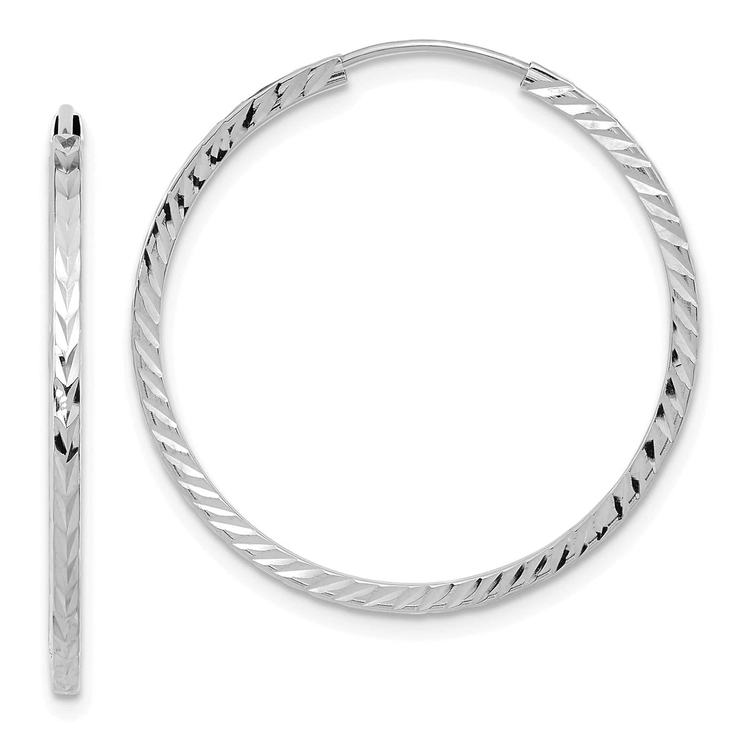 Lovely Rita's Earrings 14K White Gold Square-Tube 1.35x30mm Endless Hoop Earrings