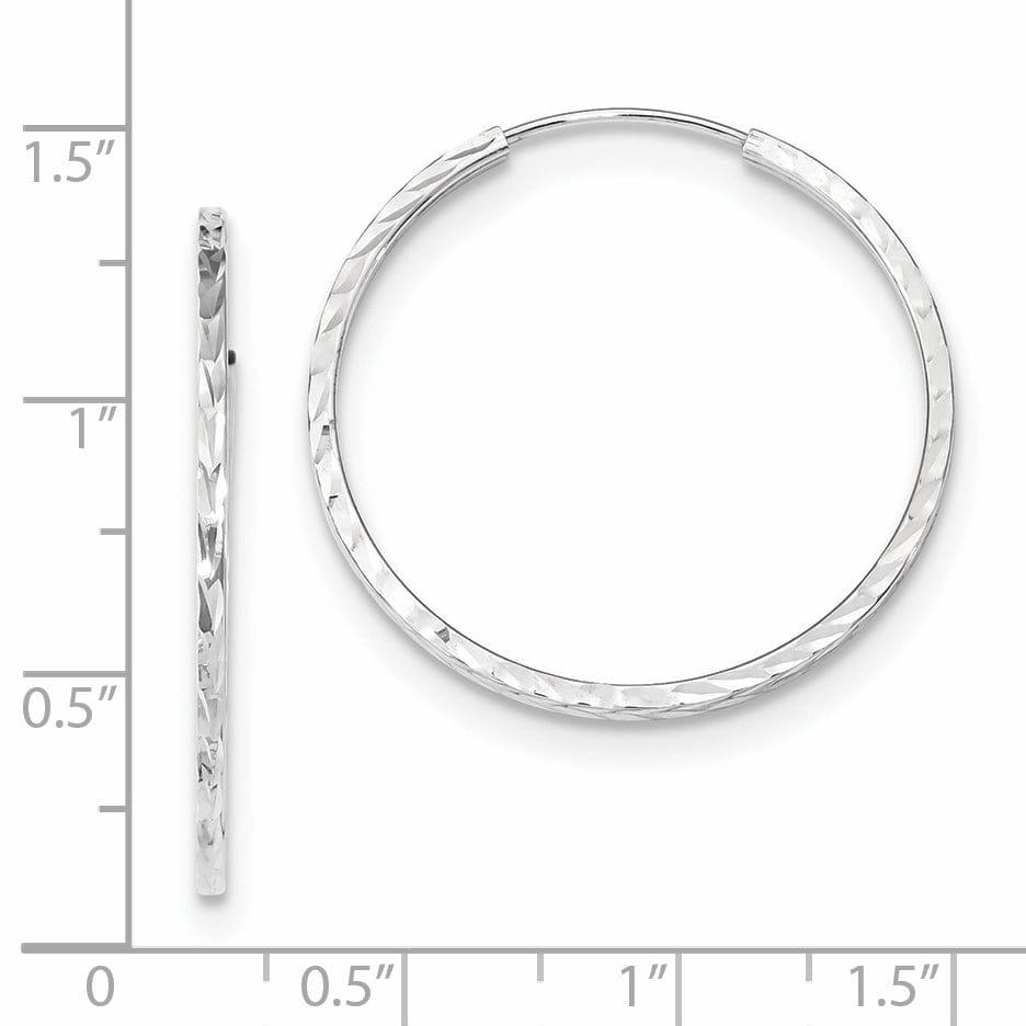 Lovely Rita's Earrings 14K White Gold Square-Tube 1.35x30mm Endless Hoop Earrings