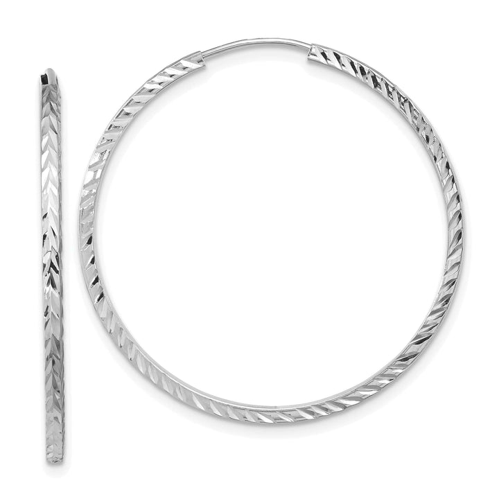 Lovely Rita's Earrings 14K White Gold Square-Tube 1.35x35mm Endless Hoop Earrings