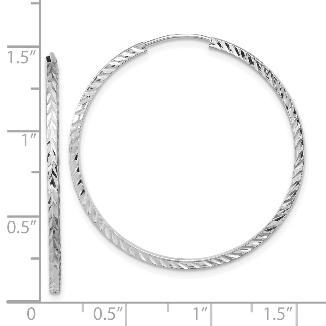 Lovely Rita's Earrings 14K White Gold Square-Tube 1.35x35mm Endless Hoop Earrings
