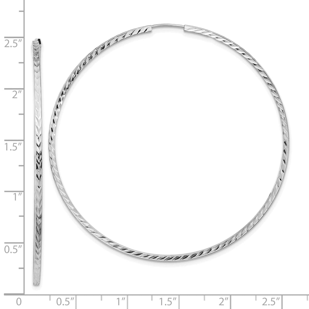 Lovely Rita's Earrings 14K White Gold Square-Tube 1.35x60mm Endless Hoop Earrings
