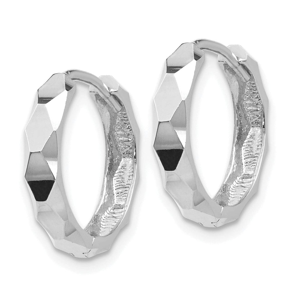 Lovely Rita's Earrings 14K White Gold Stunning Diamond-Cut 14mm Hinged Hoop Earrings