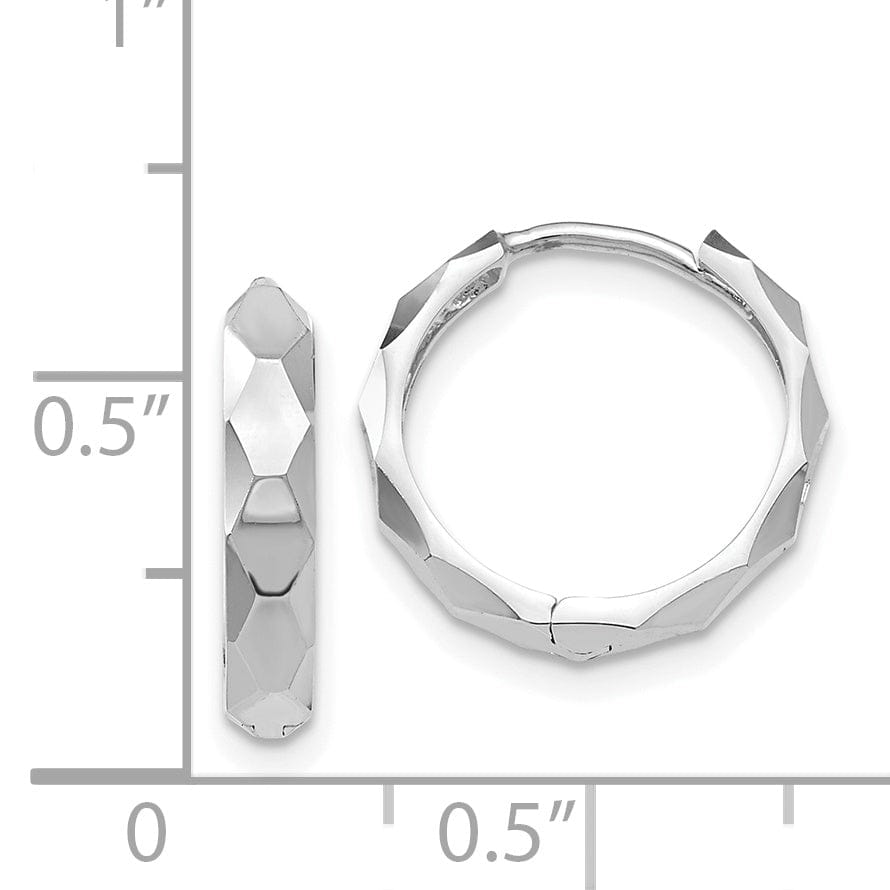 Lovely Rita's Earrings 14K White Gold Stunning Diamond-Cut 14mm Hinged Hoop Earrings