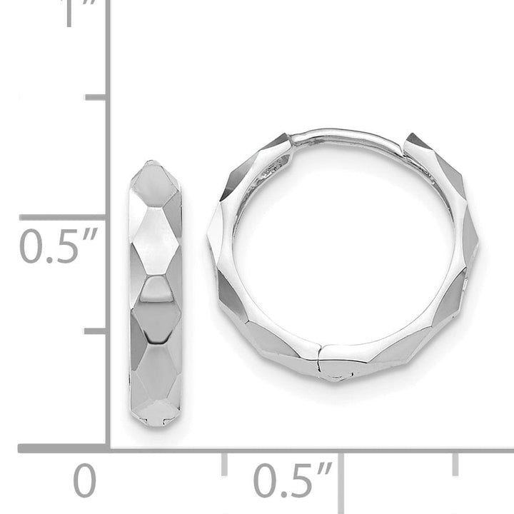 Lovely Rita's Earrings 14K White Gold Stunning Diamond-Cut 14mm Hinged Hoop Earrings