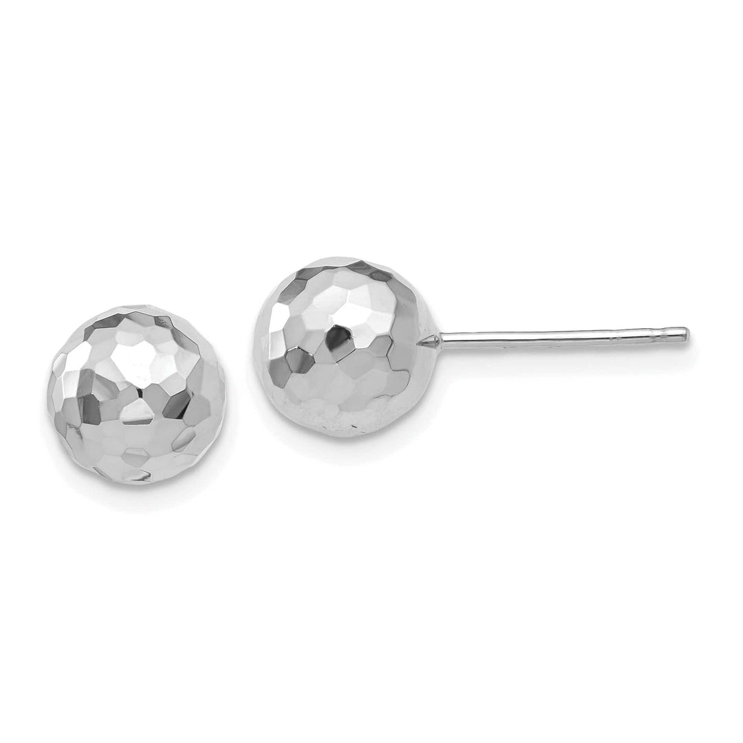 Lovely Rita's Earrings 14K White Gold Stunning Diamond-Cut 7.75mm Ball Post Earrings