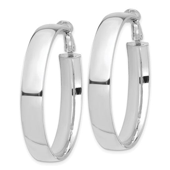 Lovely Rita's Earrings 14K White Gold Stunning High Polished 42mm Flat Tube Omega Hoops