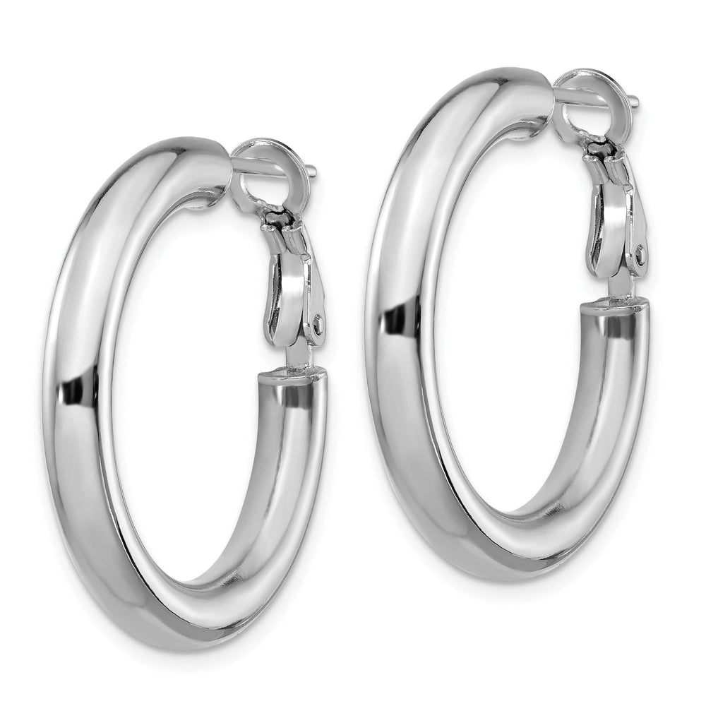 Lovely Rita's Earrings 14K White Gold Stunning Polished 28.65mm Round Tube Omega Hoops