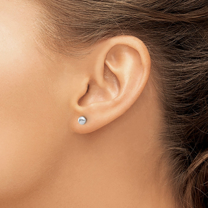 Lovely Rita's Earrings 14K White Gold Stunning Polished 4.4mm Button Post Earrings