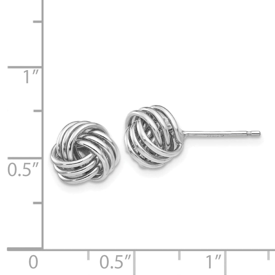 Lovely Rita's Earrings 14K White Gold Stunning Ridged 8mm Love Knot Post Earrings