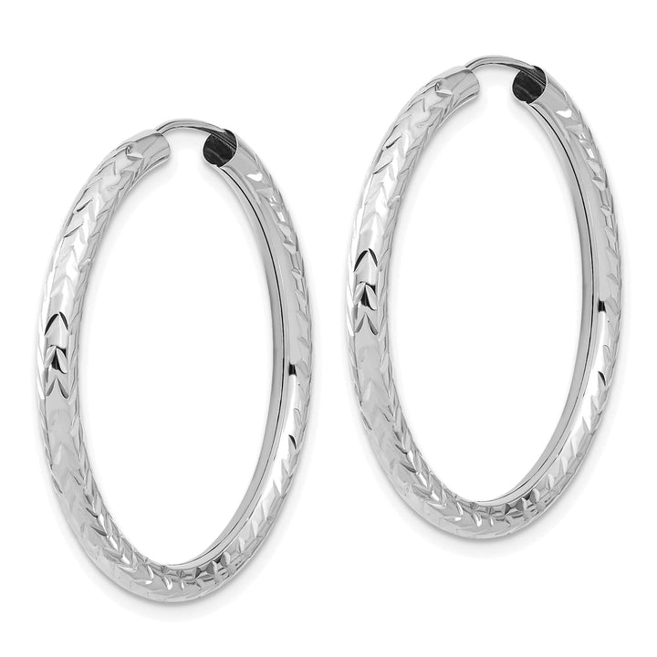 Lovely Rita's Earrings 14K White Gold Stylish D.C 3.00x35mm Endless Hoop Earrings