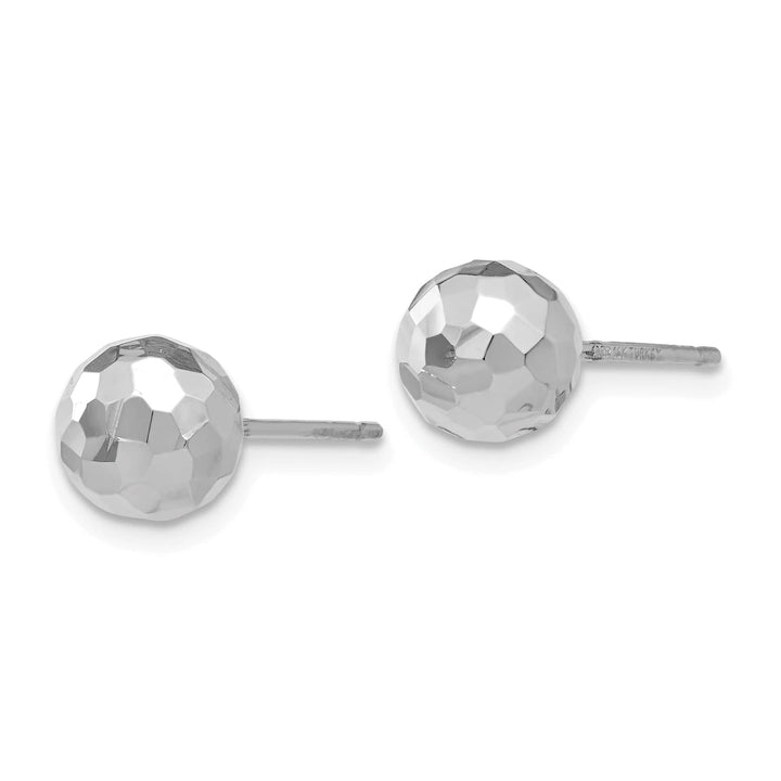 Lovely Rita's Earrings 14K White Gold Stylish Diamond-Cut 7mm Ball Post Earrings