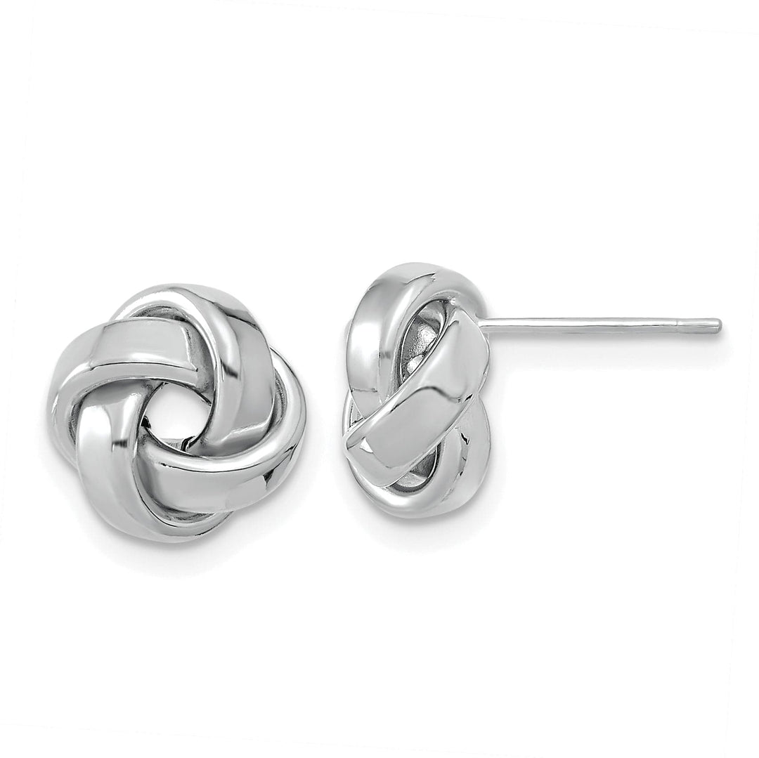 Lovely Rita's Earrings 14K White Gold Stylish Polished 10.5mm Love Knot Post Earrings