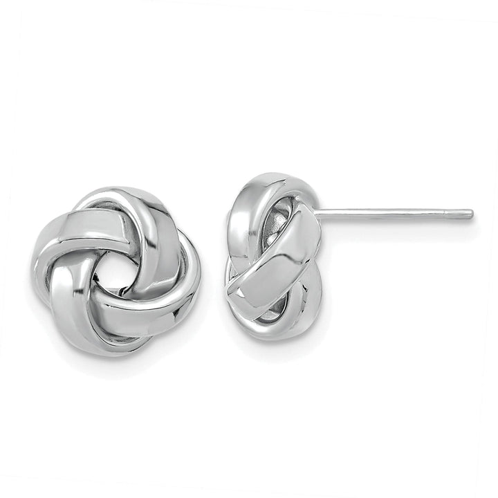 Lovely Rita's Earrings 14K White Gold Stylish Polished 10.5mm Love Knot Post Earrings