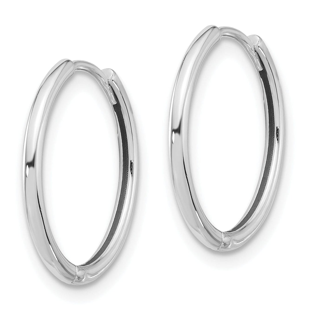 Lovely Rita's Earrings 14K White Gold Stylish Polished 18mm Round Hinged Hoop Earrings
