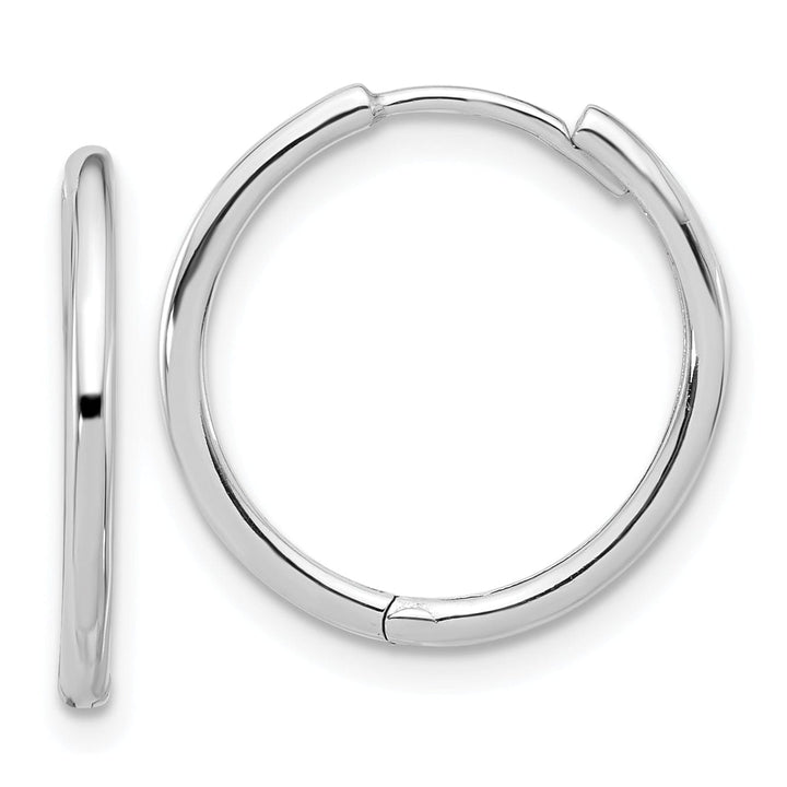 Lovely Rita's Earrings 14K White Gold Stylish Polished 18mm Round Hinged Hoop Earrings