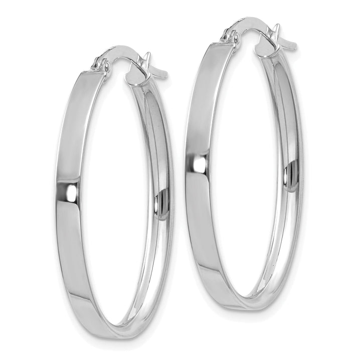 Lovely Rita's Earrings 14K White Gold Stylish Polished 22 mm Oval Tube Hoop Earrings