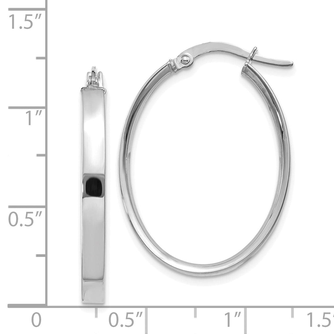 Lovely Rita's Earrings 14K White Gold Stylish Polished 22 mm Oval Tube Hoop Earrings