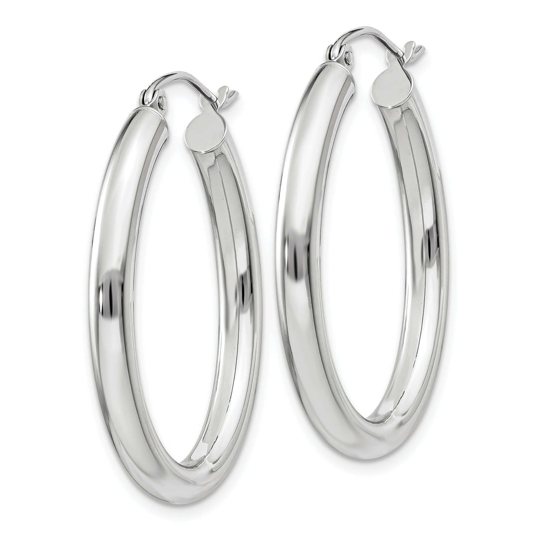 Lovely Rita's Earrings 14K White Gold Stylish Polished 24 mm Oval Tube Hoop Earrings