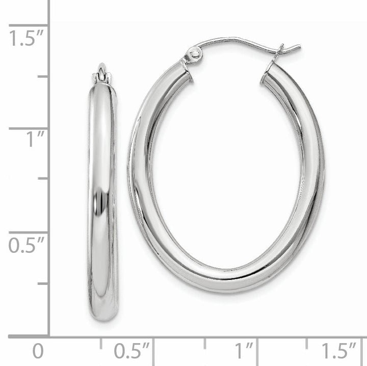 Lovely Rita's Earrings 14K White Gold Stylish Polished 24 mm Oval Tube Hoop Earrings