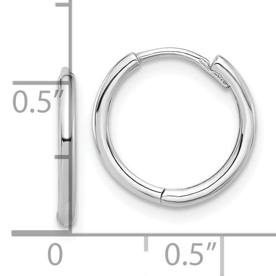 Lovely Rita's Earrings 14K White Gold Sweet Polished 14mm Round Hinged Hoop Earrings