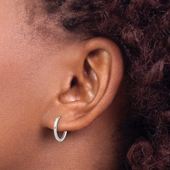 Lovely Rita's Earrings 14K White Gold Sweet Polished 14mm Round Hinged Hoop Earrings