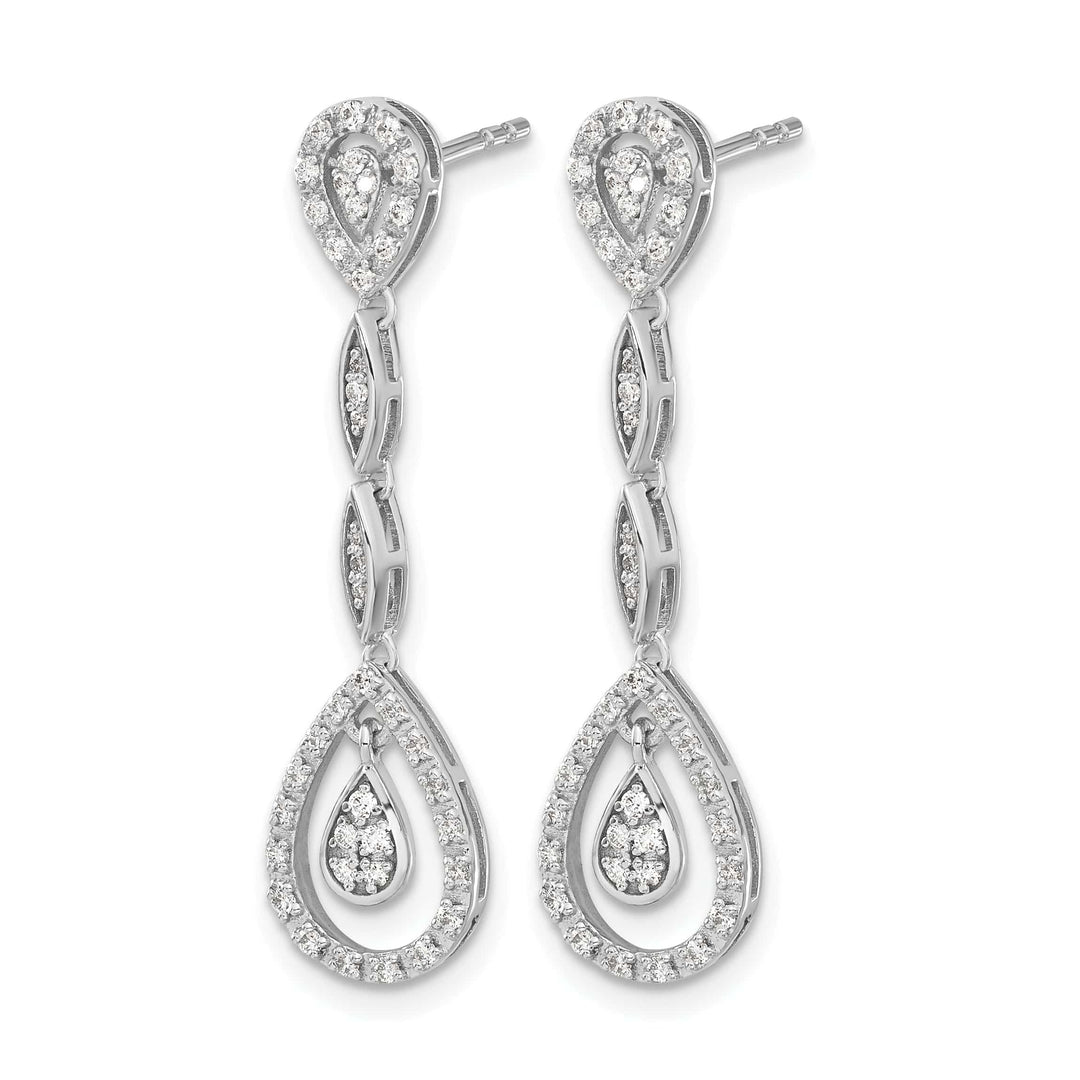 Lovely Rita's Earrings 14k White Gold Teardrop 1/3 CT Diamond Dangle Post Earrings