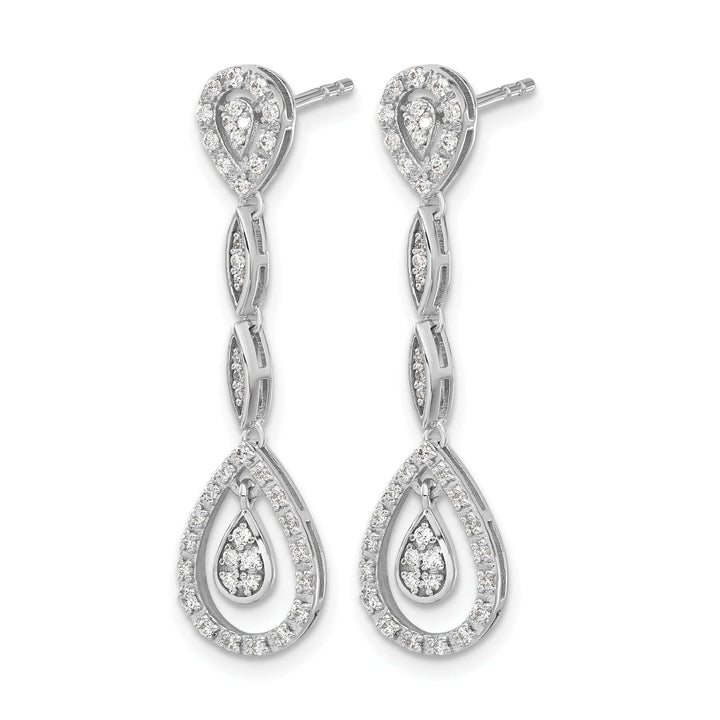 Lovely Rita's Earrings 14k White Gold Teardrop 1/3 CT Diamond Dangle Post Earrings