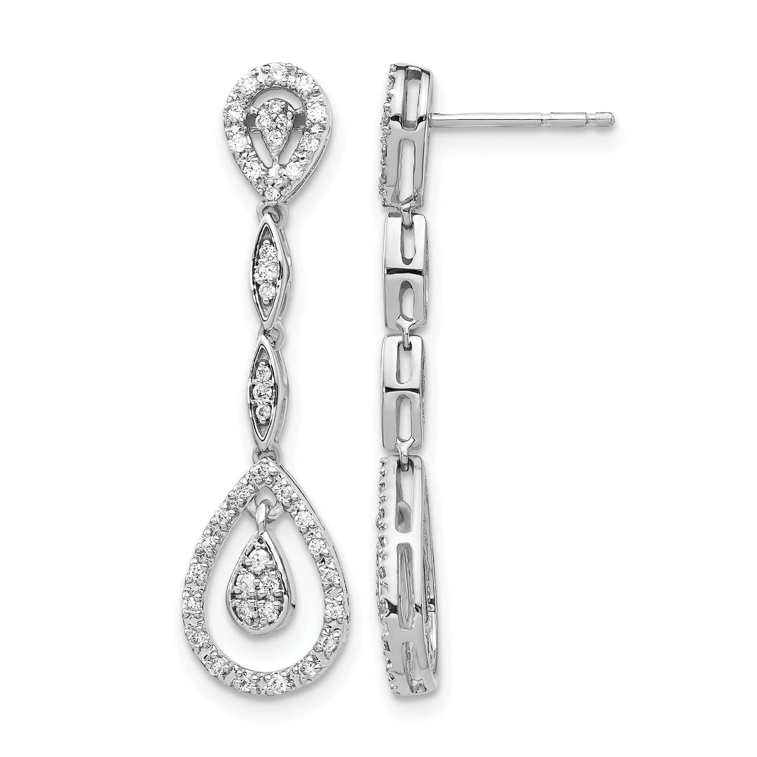Lovely Rita's Earrings 14k White Gold Teardrop 1/3 CT Diamond Dangle Post Earrings